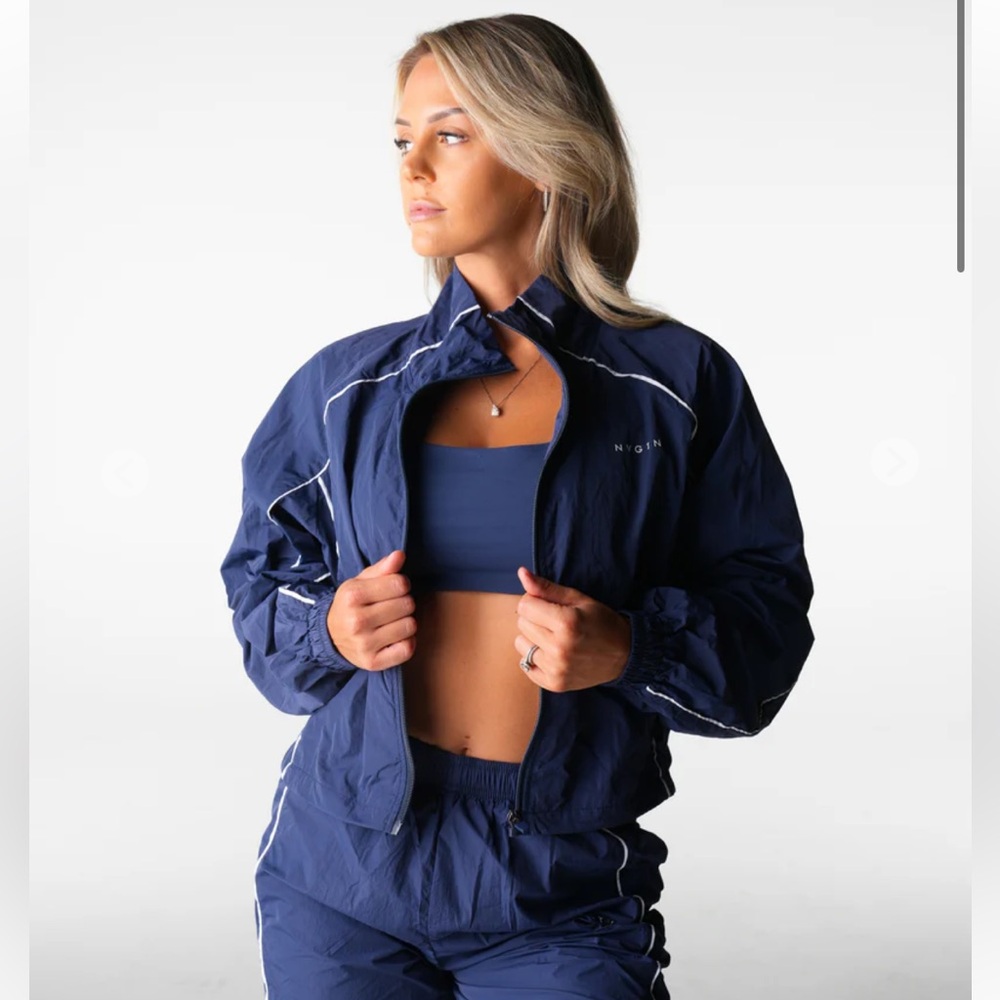 NWT NVGTN Sonic Stride Windbreaker Jacket + Pants in Navy